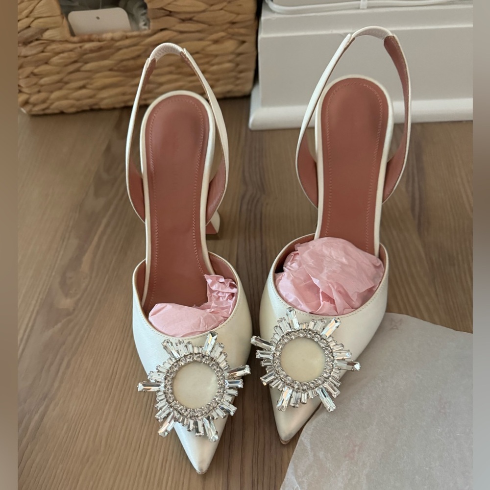 AMINA MUADDI
Begum satin slingback pumps sz 38